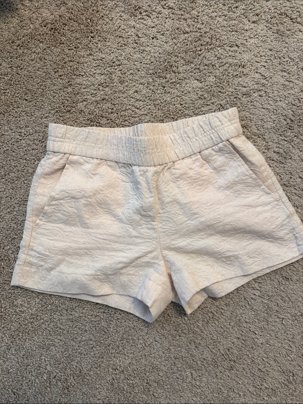 J. Crew Cream Textured High-Waist Shorts